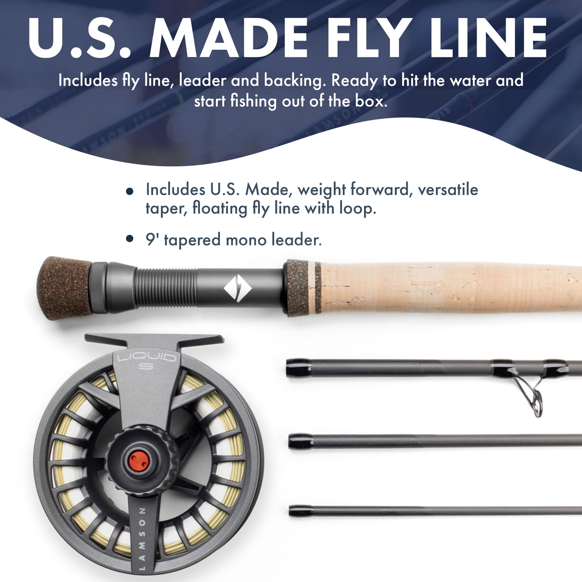 LAMSON | Liquid Combo Fly Fishing Rod and Reel Pre Spooled | Cordura Travel Tube & Padded Reel Case | U.S. Made Fly line | Medium Fast Action 9 Foot 4-Piece | 5wt + 8wt with Fighting Butt