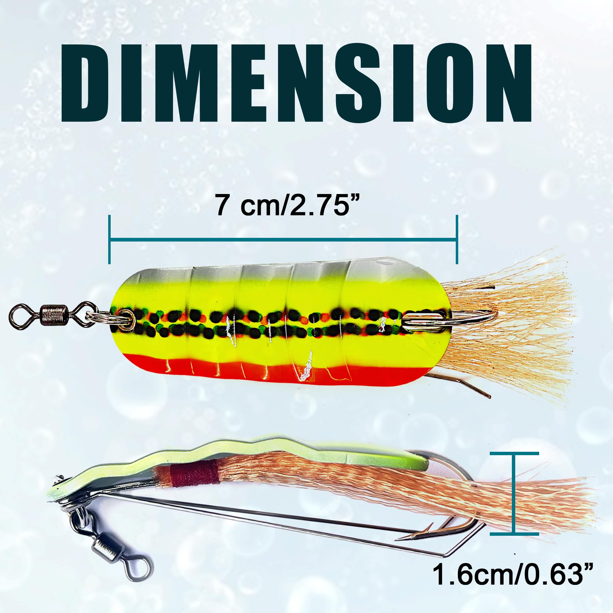 Fishing Lures for Saltwater/Freshwater, Metal Trout Lures for Bass Walleye Pike, 5g Fishing Spoon with Single Hook