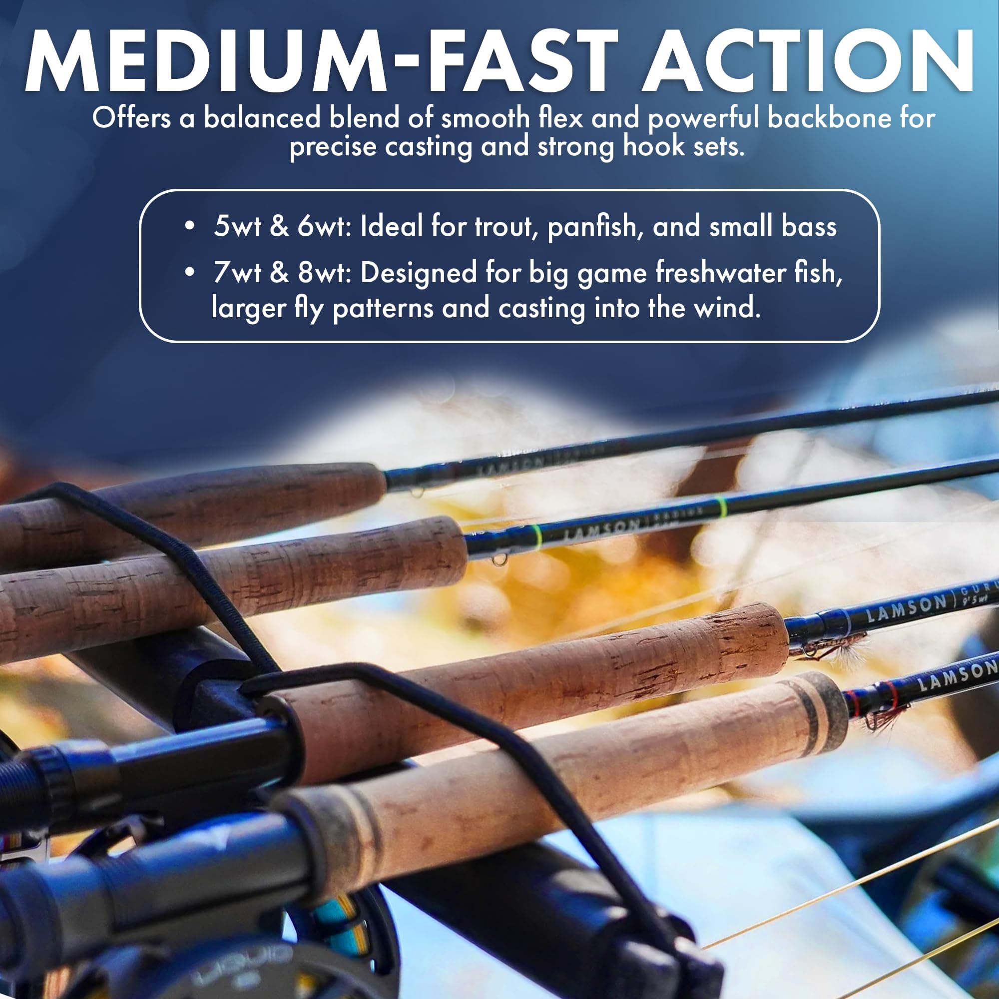 LAMSON | Liquid Combo Fly Fishing Rod and Reel Pre Spooled | Cordura Travel Tube & Padded Reel Case | U.S. Made Fly line | Medium Fast Action 9 Foot 4-Piece | 5wt + 8wt with Fighting Butt