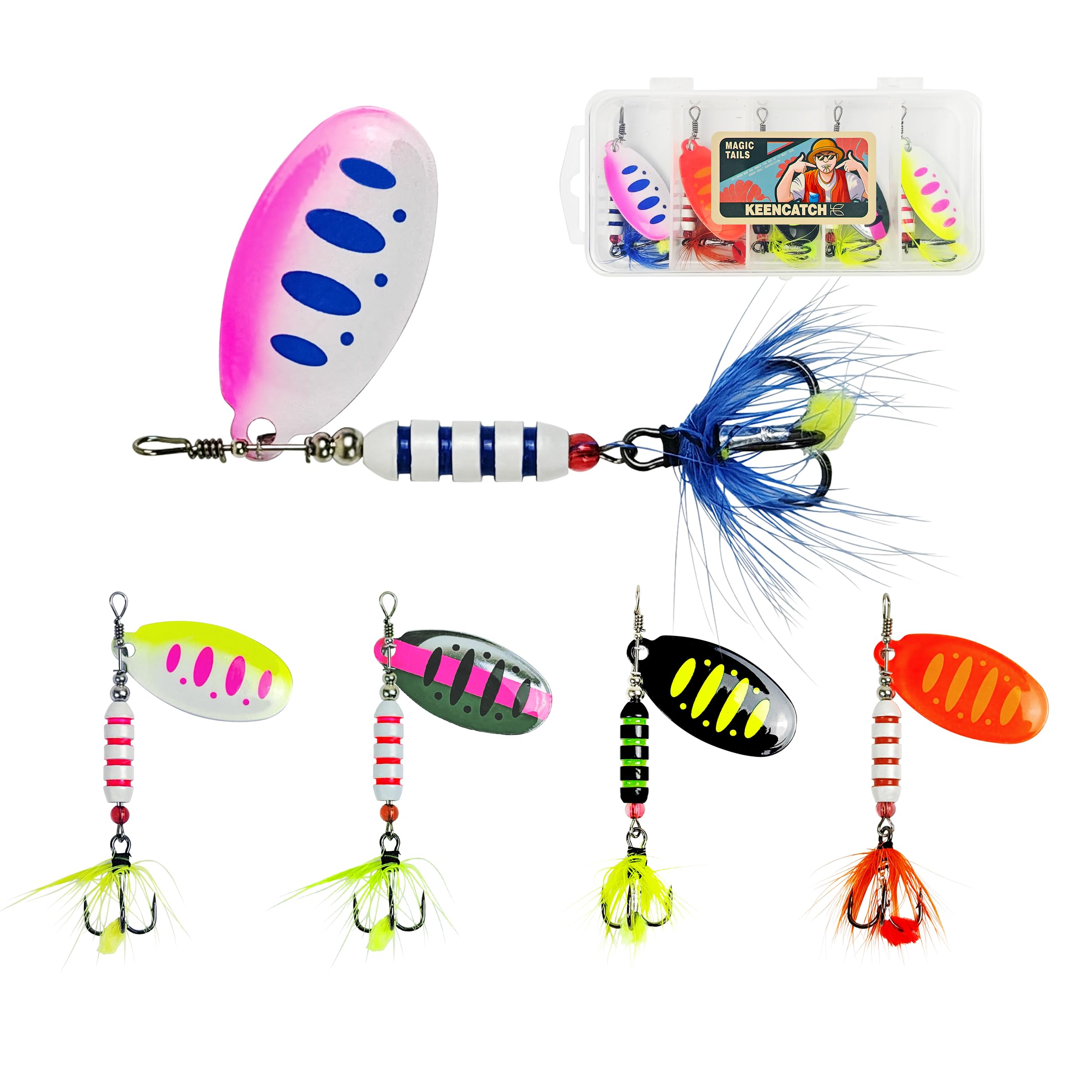 Fishing Lures for Saltwater/Freshwater, Metal Trout Lures for Bass Walleye Pike, 5g Fishing Spoon with Single Hook