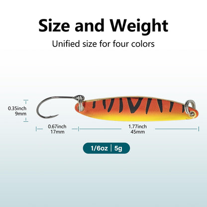 Fishing Lures for Saltwater/Freshwater, Metal Trout Lures for Bass Walleye Pike, 5g Fishing Spoon with Single Hook