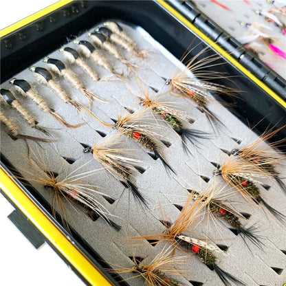 Handmade Fly Fishing Kit, 50/114 Pcs with Dry/Wet Flies, Streamers, Fly Assortment for Trout &amp; Bass Fishing - 50 Pcs/Set, 6 Mixed Styles