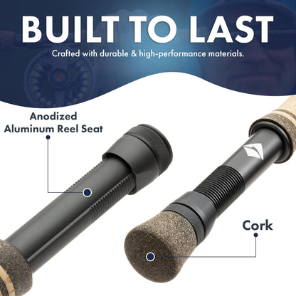 LAMSON | Liquid Combo Fly Fishing Rod and Reel Pre Spooled | Cordura Travel Tube &amp; Padded Reel Case | U.S. Made Fly line | Medium Fast Action 9 Foot 4-Piece | 5wt + 8wt with Fighting Butt