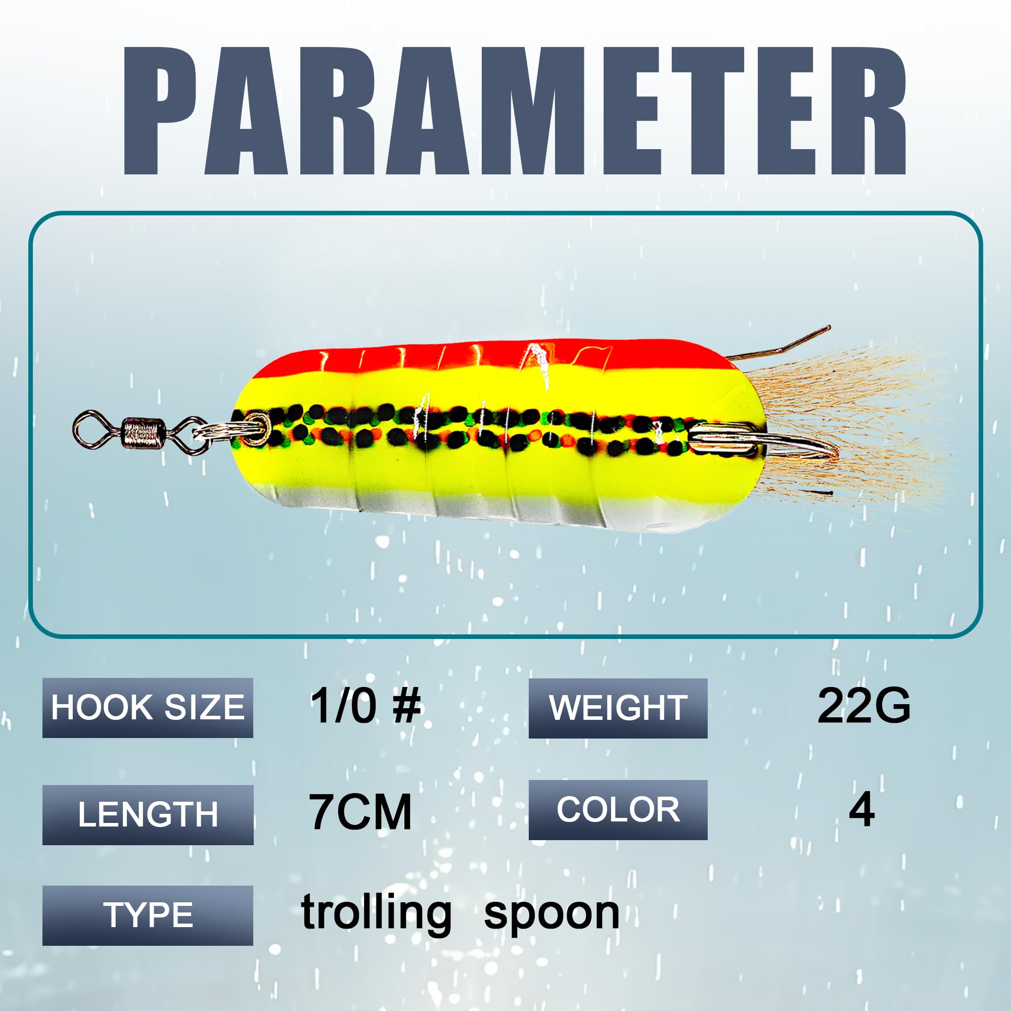 Fishing Lures for Saltwater/Freshwater, Metal Trout Lures for Bass Walleye Pike, 5g Fishing Spoon with Single Hook