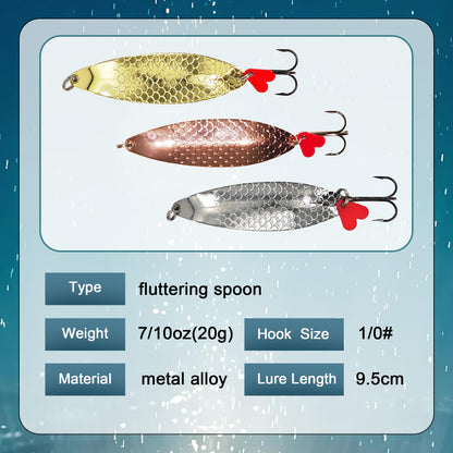 Fishing Lures for Saltwater/Freshwater, Metal Trout Lures for Bass Walleye Pike, 5g Fishing Spoon with Single Hook