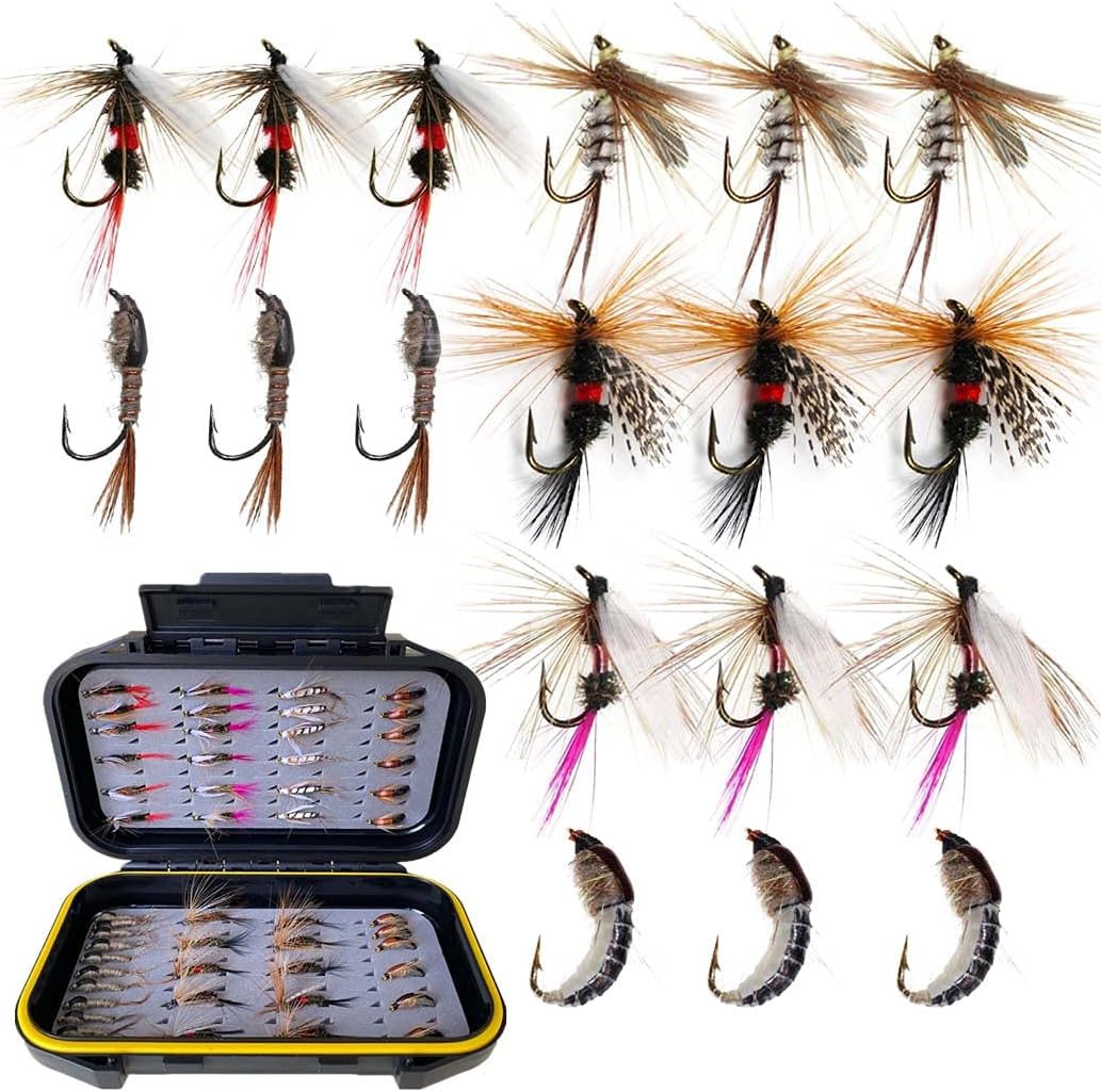 Handmade Fly Fishing Kit, 50/114 Pcs with Dry/Wet Flies, Streamers, Fly Assortment for Trout &amp; Bass Fishing - 50 Pcs/Set, 6 Mixed Styles