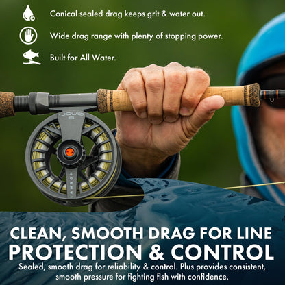 LAMSON | Liquid Combo Fly Fishing Rod and Reel Pre Spooled | Cordura Travel Tube &amp; Padded Reel Case | U.S. Made Fly line | Medium Fast Action 9 Foot 4-Piece | 5wt + 8wt with Fighting Butt